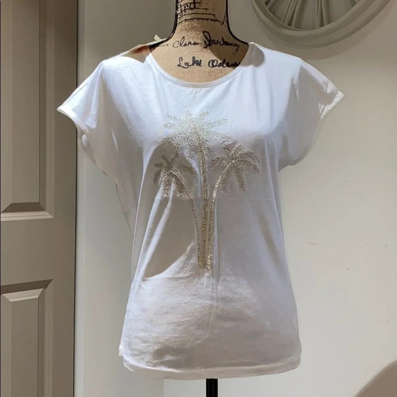 T-shirt with palms embroidery - Picture 1 of 3